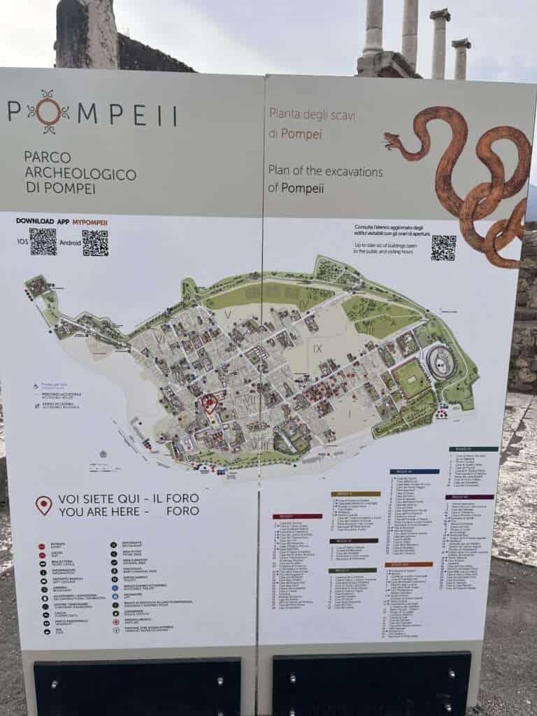 plan of the excavations of Pompeii