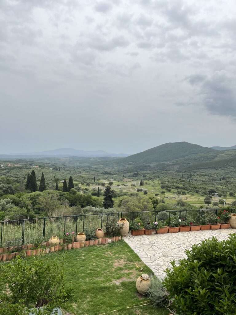 view from restaurant to Ancient Messene